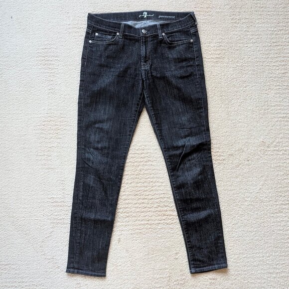 EUC 7 For All Mankind Gwenevere Skinny Mid-rise Jeans Women's 31 x 30 dark wash - Picture 1 of 12